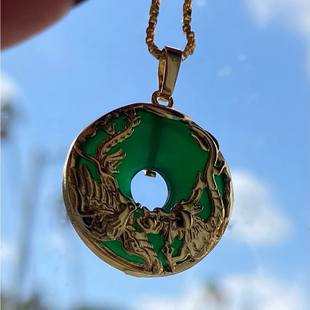 dragon and phoenix jade necklace